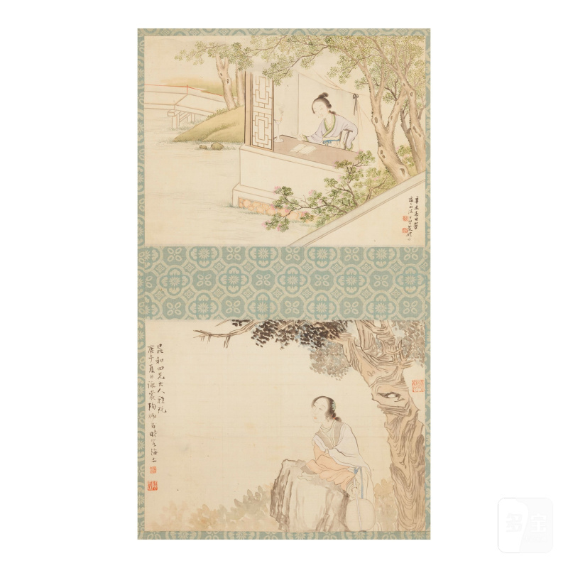 陶詠裳（清代）、燕鎧（清代）仕女圖二幅 設色紙本 立軸 一八七一年作、一九〇〇年作 | TAO YONGSHANG (QING DYNASTY) / YAN KAI (QING DYNASTY)